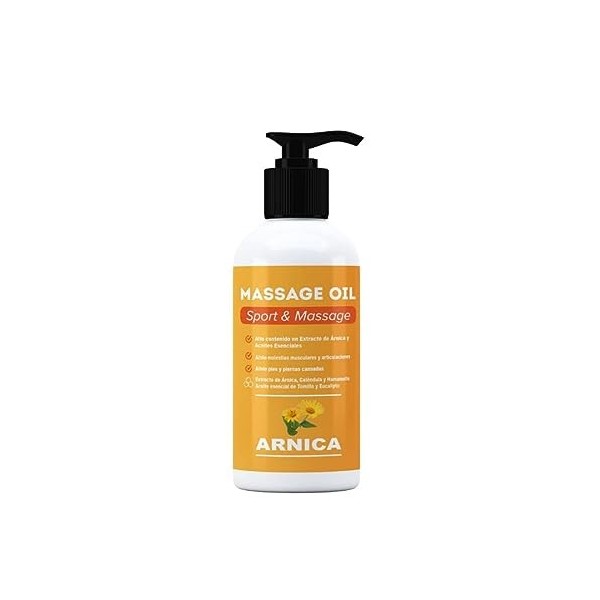QKnatur - ARNICA - Huile de massage aux extraits dArnica, Calendula et Hamamélis - Récupération musculaire - 250 ml. - Effet