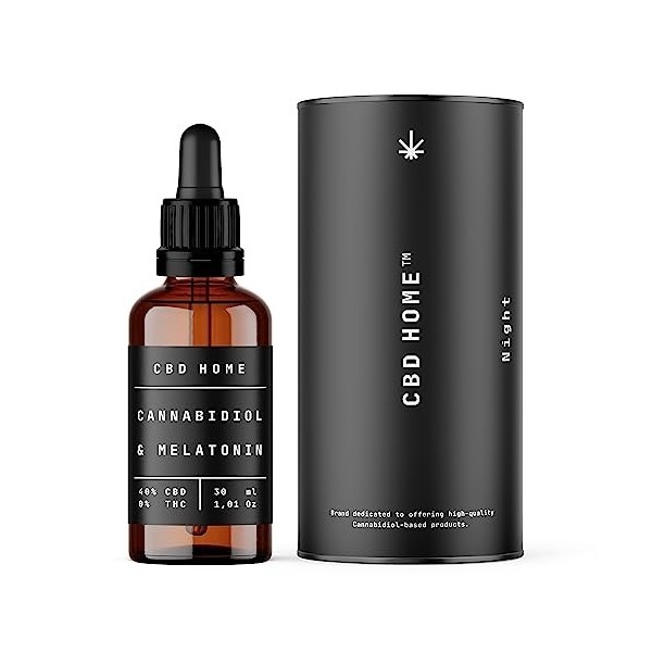 Huile de CBD 40% FORTE avec mélatonine - Base dhuile MTC noix de coco Enrichie avec 40% de CBD pur et Oméga 3-6-9. Huile d