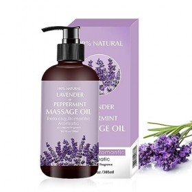 Huile de Massage à la Lavande pour Détendre les Muscles Fatigués et Douloureux, Massage Oil Huile de Massage du Corps Idéale 