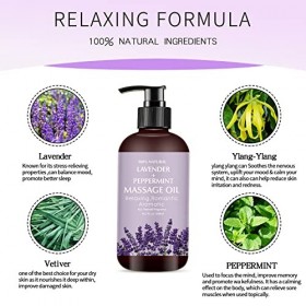 Huile de Massage à la Lavande pour Détendre les Muscles Fatigués et Douloureux, Massage Oil Huile de Massage du Corps Idéale 