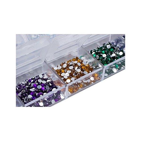 ISTOVO Lot de 3000 pierres précieuses pour nail art Couleurs mélangées dans un étui Taille 2 mm 