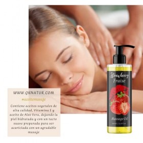 QKnatur - Huile de Massage Fraise Strawberry- 200ml - Pour des massages corporels et relaxants