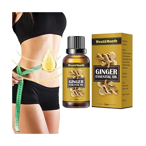 Huile De Gingembre Drainage du Ventre,Lymph Detoxification Ginger Oil,Belly Drainage Ginger Oil,Huile Essentielle De Gingembr