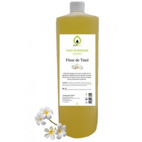 Huile de massage végétale parfumée FLEUR DE TIARÉ, 1 Litre, huile exotique sensuelle et relaxante,Purespa By Purenail, Livrai