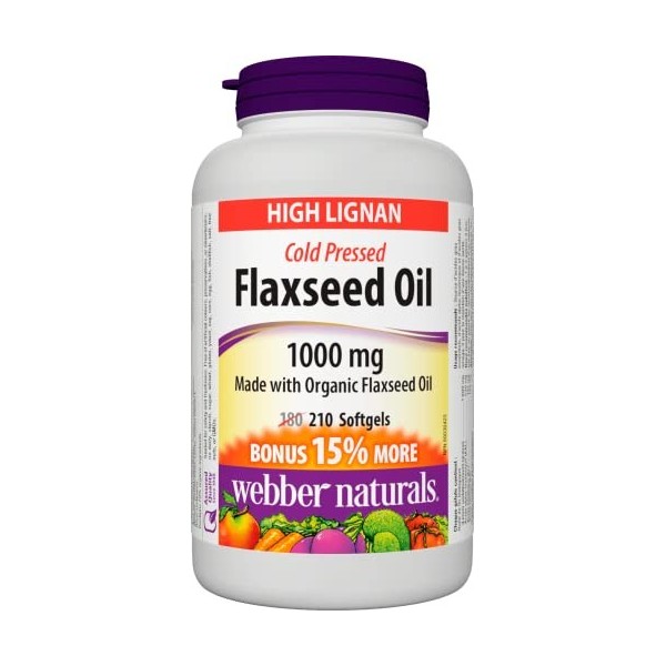 Webber Naturals Flaxseed Oil Cold Pressed 1000 mg 210 Softgels