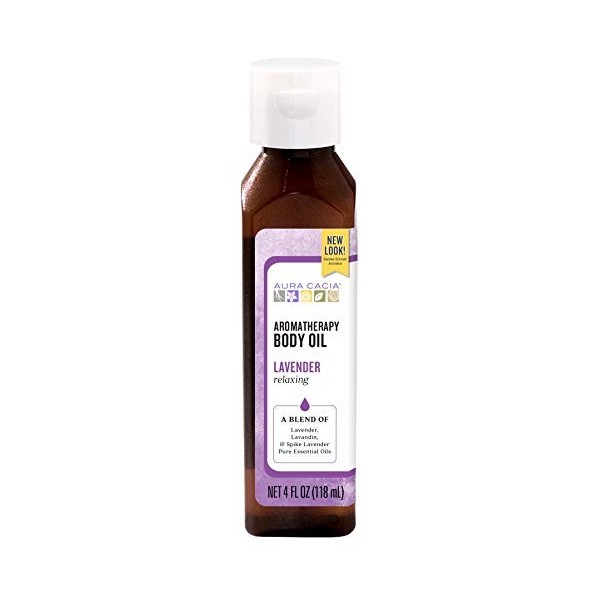 Aura Cacia Huile de massage Lavender Harvest - Aromathérapie à la lavande - 118 ml