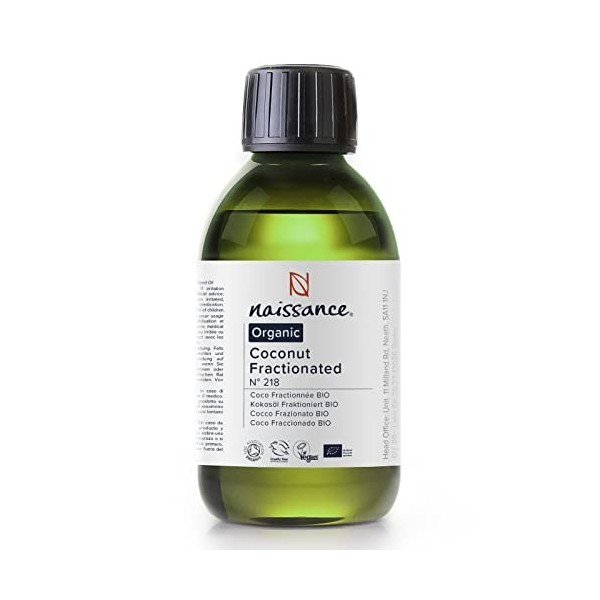 Naissance Huile De Coco Fractionnée Certifiée BIO No. 218 - 250ml - Pure, Naturelle, Inodore, Légère Et Émolliente, Sans Fi