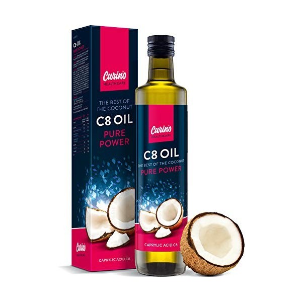 Huile MCT C8 100% huile de noix de coco acide caprylique 500 ml - pour le café à lépreuve des balles et la nutrition cétogèn