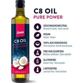 Huile MCT C8 100% huile de noix de coco acide caprylique 500 ml - pour le café à lépreuve des balles et la nutrition cétogèn