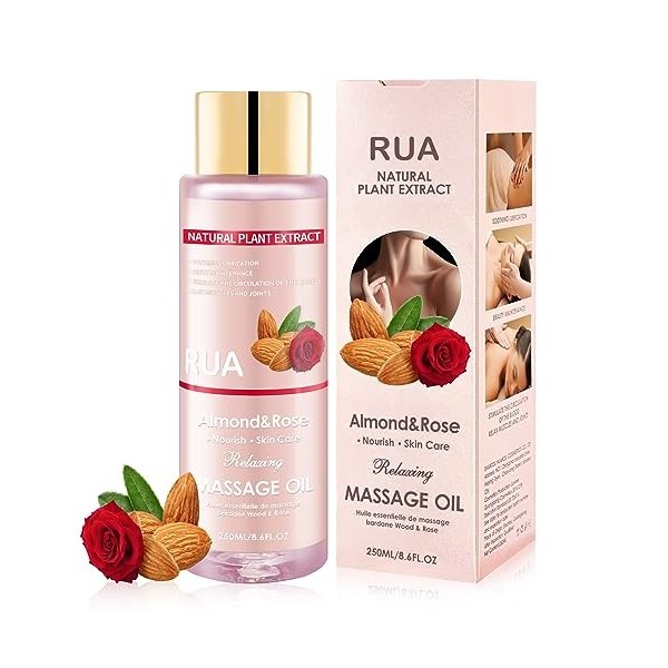 Huile de massage relaxante, huile de massage pour les articulations, huile de massage aux amandes et à la rose, huile corpore