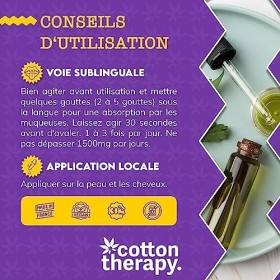 Cotton Therapy Huile - 30% - 3000mg - Flacon Pipette 10ml - Anti-Stress - Réduit lanxiété - Anti-inflammatoire, Diminution d