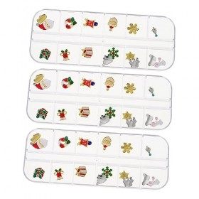 COOPHYA 3 Boîtes De Noël Nail Art Ornements Décorations DOngles Pour Nail Art Appliques Embellissements Cristal Ab Strass DI