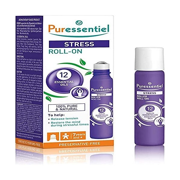 Puressentiel–Aroma Stress-Roller Stress aux 12 Huiles Essentielles-100% pures et naturelles+ Puressentiel-Aroma Stress-Gummie