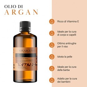 Oxxigena Huile d’Argan du Maroc Pur 100% - 1 L - Pressé à Froid - Hydratant, Idéal pour Visage, Cheveux, Peau, Barbe et Cutic