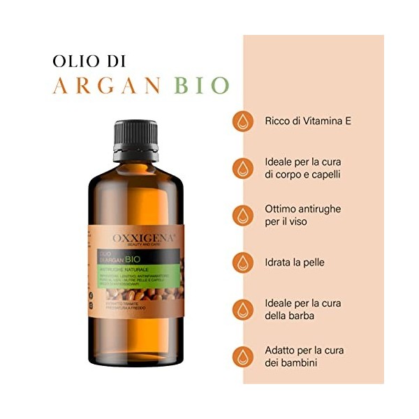 Oxxigena Pure 100% Huile d’Argan Marocaine Biologique - 500 ml - Pressé à Froid - Hydratant, Idéal pour Visage, Cheveux, Peau