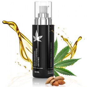 SMERALDA Huile Massage 100% BIO avec Amandes Douces et Chanvre 100 ml - Propriétés nourrissantes et émollientes, Sans paraben