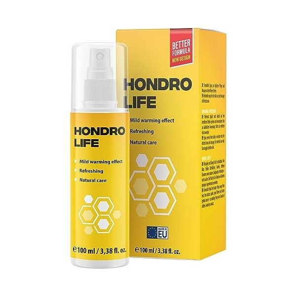 Hondrolife Spray - Application Externe - Doux Effet Chauffant - Contient 1x 100 ml