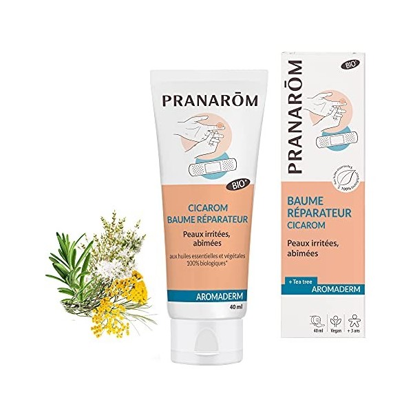 Pranarôm Peaux Irritées Abîmées Baume Réparateur aux Huiles Essentielles Bio Cicarom Aromaderm 40 ml