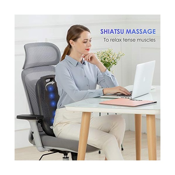 COMFIER Masseur de Dos Shiatsu avec Chaleur - Coussin de Massage Portable, Meilleurs Cadeaux pour Femmes/Hommes, Coussin régl