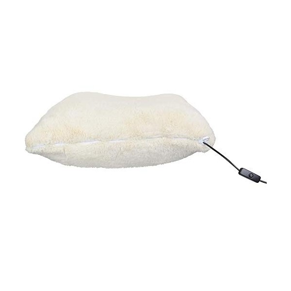 iCoon 38-2S-002 Coussin Masseur Shiatsu Fausse Fourrure Beige Double Système de Massage à Mouvement Circulaire avec 4 Têtes M