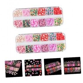 minkissy 2 Boîtes Nail Art Polymère Argile Dîner Table Décor Appliques Embellissements Bijoux De Mariage Ongles Décoration Bi