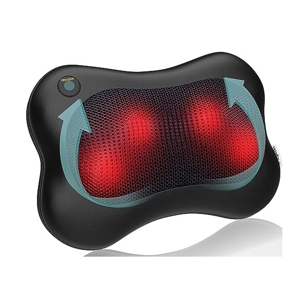 Zyllion Appareil de massage Shiatsu pour le dos et le cou - Coussin de massage des tissus profonds avec pétrissage 3D et chal