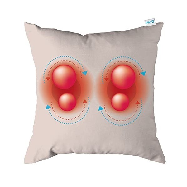 Coussin de massage Comfy avec fonction chaleur, couleur crème, avec batterie ou sans fil, 40 x 40 cm, pour détendre le dos, l