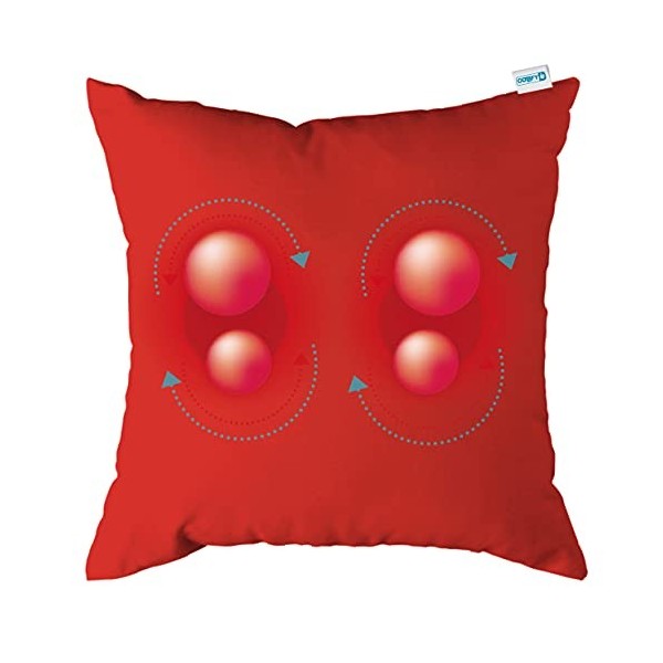 Coussin de massage Comfy avec fonction chaleur, couleur crème, avec batterie ou sans fil, 40 x 40 cm, pour détendre le dos, l