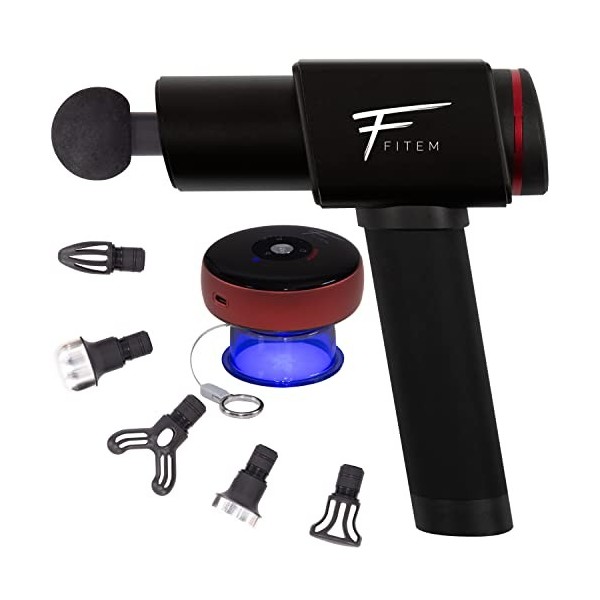 Fitem Combo Massage Gun et Ventouses de Massage – Soulage douleurs musculaires dos, jambes, mollets, épaules, bras Gun + Ven