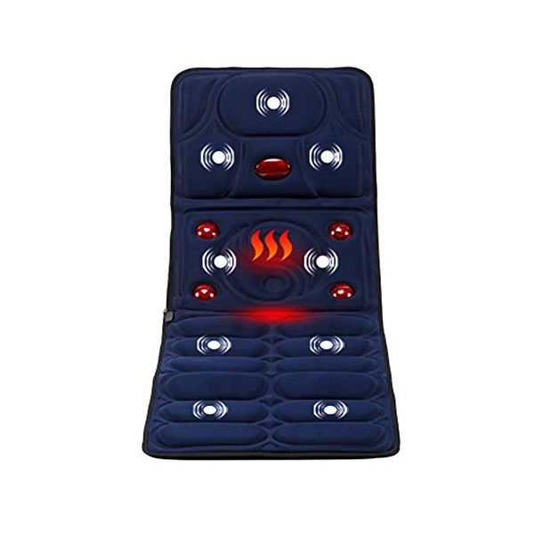 Rziioo Tapis de Massage avec la Chaleur, 5 Grandes Lampes infrarouges Chaudes Massage de malaxage à Chaud, 8 Vibrations Motor