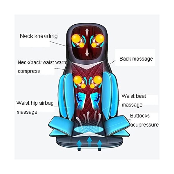 HuaBiao Siège Massant Shiatsu avec Compression Et Roulement - Masseur De Dos avec Chaleur, Chaise Massage De Pétrissage pour 