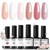 Modelones Vernis Semi Permanent Nude Rose, Vernis Gel UV Semi Permanent Kit 6 Couleur Vernis à Ongles Semi Permanent Soak Off