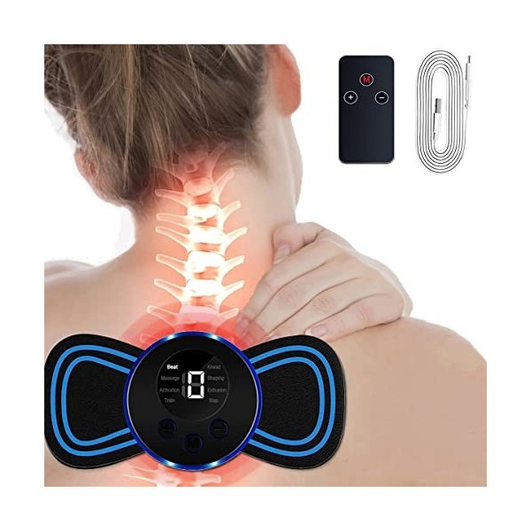 Électrique Masseur dépaule Cervical, 8 Modes et 19 Forces Mini Masseur Cervical avec Affichage Numérique et Télécommande, po