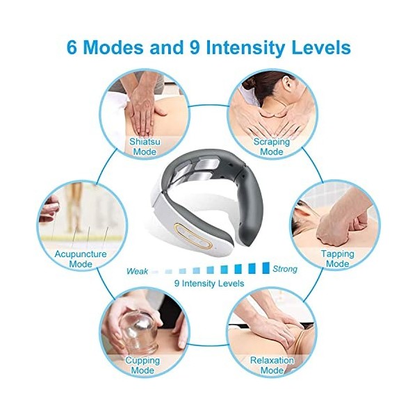 Masseur Cervical de Massage Nuque Chauffant, Massage de cou Electrique Intelligent, Relaxation du Cou pour le Soulagement de 