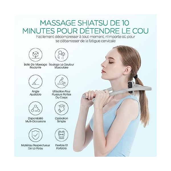 VOYOR Masseur de Cou, Manuel Masseur Cervical à 8 roues, Neck Massager Roller Pressure Point la taille et les jambes, pour So