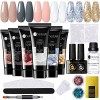 UR SUGAR Poly Extension Gel Kit, Ongles Gel Kit, 6 Couleurs Transparent Rose Poly Nail Tube Gel Kit Complet 15ml, Acrygel Ong