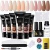 UR SUGAR Poly Extension Gel Kit, Ongles Gel Kit, 6 Couleurs Transparent Rose Poly Nail Tube Gel Kit Complet 15ml, Acrygel Ong