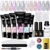 UR SUGAR Poly Extension Gel Kit, Ongles Gel Kit, 6 Couleurs Transparent Rose Poly Nail Tube Gel Kit Complet 15ml, Acrygel Ong