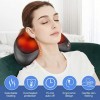 Coussin de Massage Shiatsu, 8 Nœuds de Massage, Masseur de Cou Électrique avec Minuterie de 15 Minutes & 3 Vitesses, Masseur 