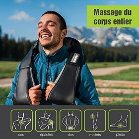 Masseur cervical sans fil de Donnerberg - Masseur électrique pour cou, épaules et dos avec batterie rechargeable - Shiatsu Ma