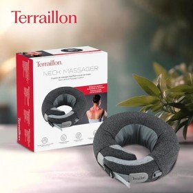 TERRAILLON - NECK MASSAGER, Coussin massage cou et cervicales, massage Shiatsu, 3 vitesses de massage, 2 sens de rotation, op