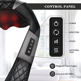 Masseur de cou et dépaules avec chaleur Shiatsu Masseur cervical et dos 4D Massage de pétrissage rotatif Vitesse réglable - 