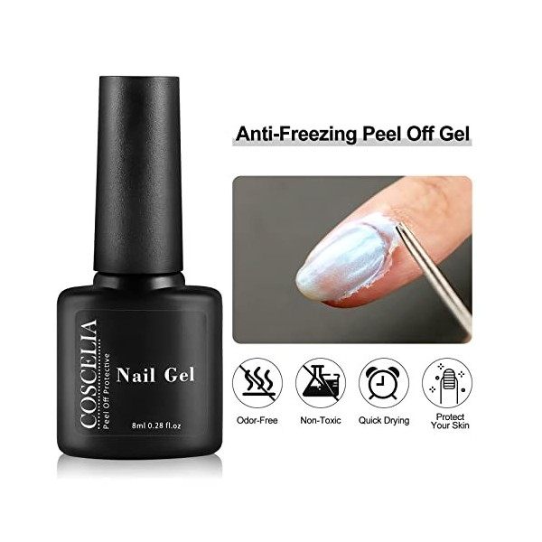 COSCELIA Protection des Cuticules en Latex Liquide Protection Adhésive Pelable pour Nail Art 2pcs