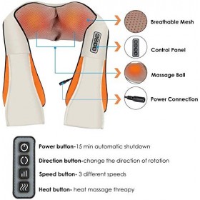 Best Goods Ceinture de massage, masseur dorsal, appareil de massage des épaules avec chaleur, appareil de massage Shiatsu, ma