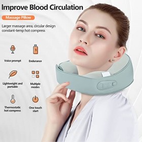 RINRI Masseur Cervical et Cou, Coussin de Massage Shiatsu avec Chauffage, Appareil de Massage du Cou Sans Fil, 3 Modes, Massa