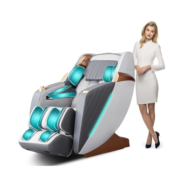 HealthRelife Fauteuil de Massage pour Tout Le Corps - Chaise de Massage Intelligente Zero Gravity - Mains robotiques 3D avec 