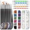 Kit de Nail Art Pinceau, FANDAMEI 15 Pcs Pinceaux Ongles Nail Art Brosses, 5 Pcs Dotting Pens Dotting Tool Nail Art, 10 Pcs S