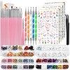 Kit de Nail Art Pinceau, FANDAMEI Pinceaux Ongles Nail Art Brosses, Dotting Pens, Feuilles dautocollants à Ongles, Strass, P