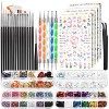 Kit de Nail Art Pinceau, FANDAMEI Pinceaux Ongles Nail Art Brosses, Dotting Pens, Feuilles dautocollants à Ongles, Strass, P