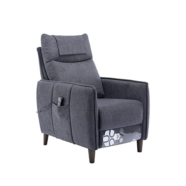 HOMOPIV Fauteuil de Relaxation avec Fonction de Relaxation, Fonction Massage, Fonction chauffante, Connexion USB, Pieds en Bo